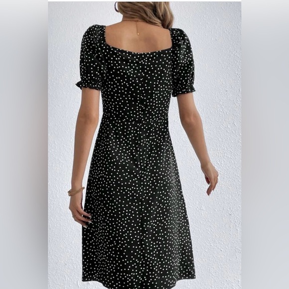 🎈Shein Tall Polka Dot Print Split Thigh Dress, Size Small, EUC - Picture 3 of 7